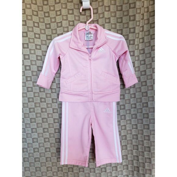 Adidas Baby Girls Pink 2 Piece Track Jacket & Pants Set 6M NWOT - Picture 2 of 7